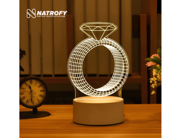 GearUP Acrylic Multicolor Night Lamp White (Diamond Ring)